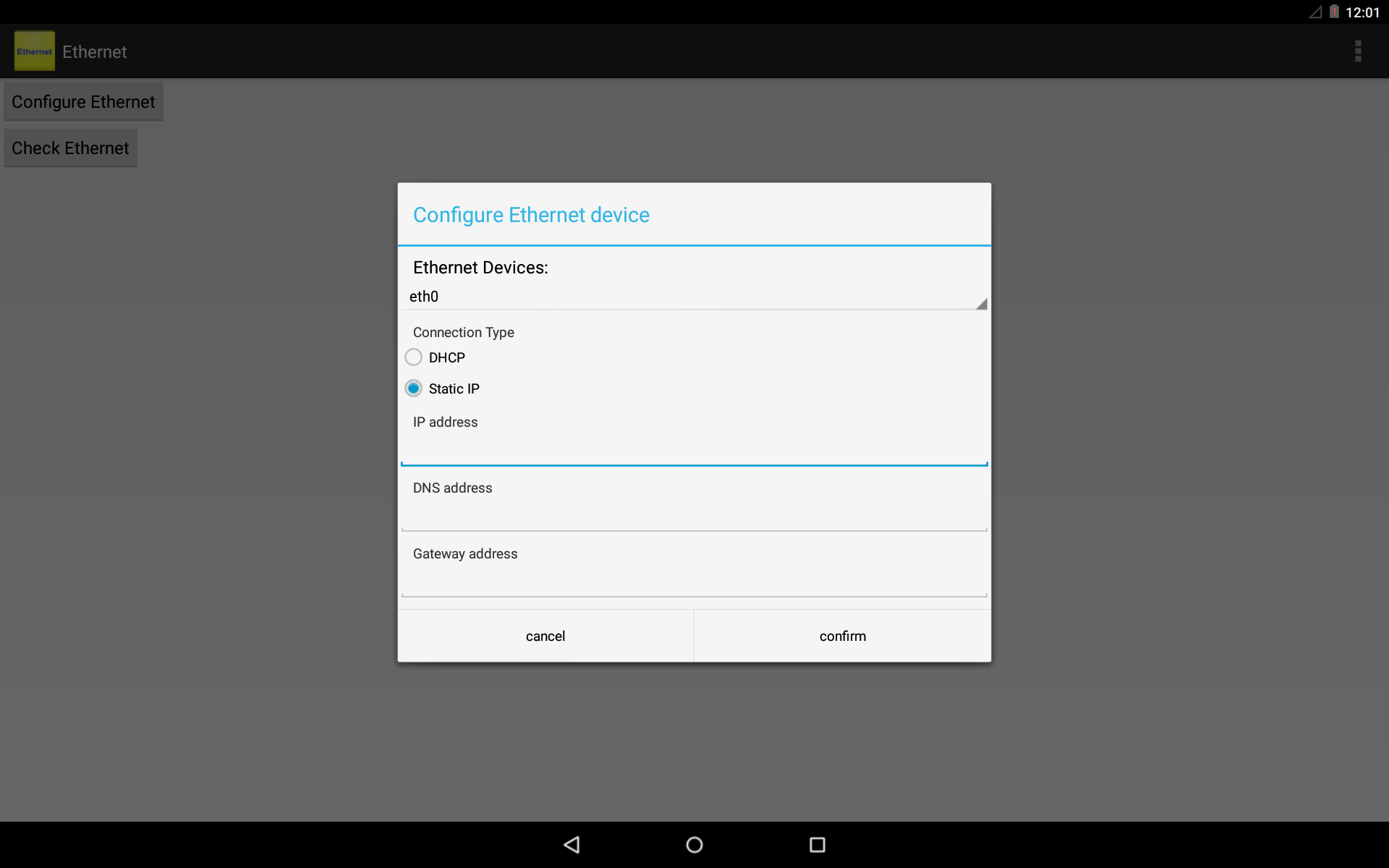 configure ethernet device