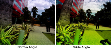 The images captured using a narrow-angle and a wide-angle M12 lens