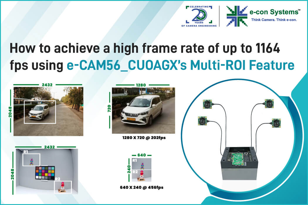 How to achieve a high frame rate of up to 1164 fps using e-CAM56_CUOAGX’s Multi-ROI Feature