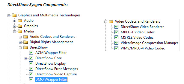 DirectShow Sysgen Components: