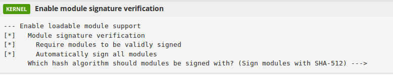 Configuring Module Signature Verification in Linux Kernel