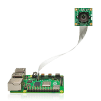 2Raspberry Pi 4 開発キットに接続された MP モノクロカメラ