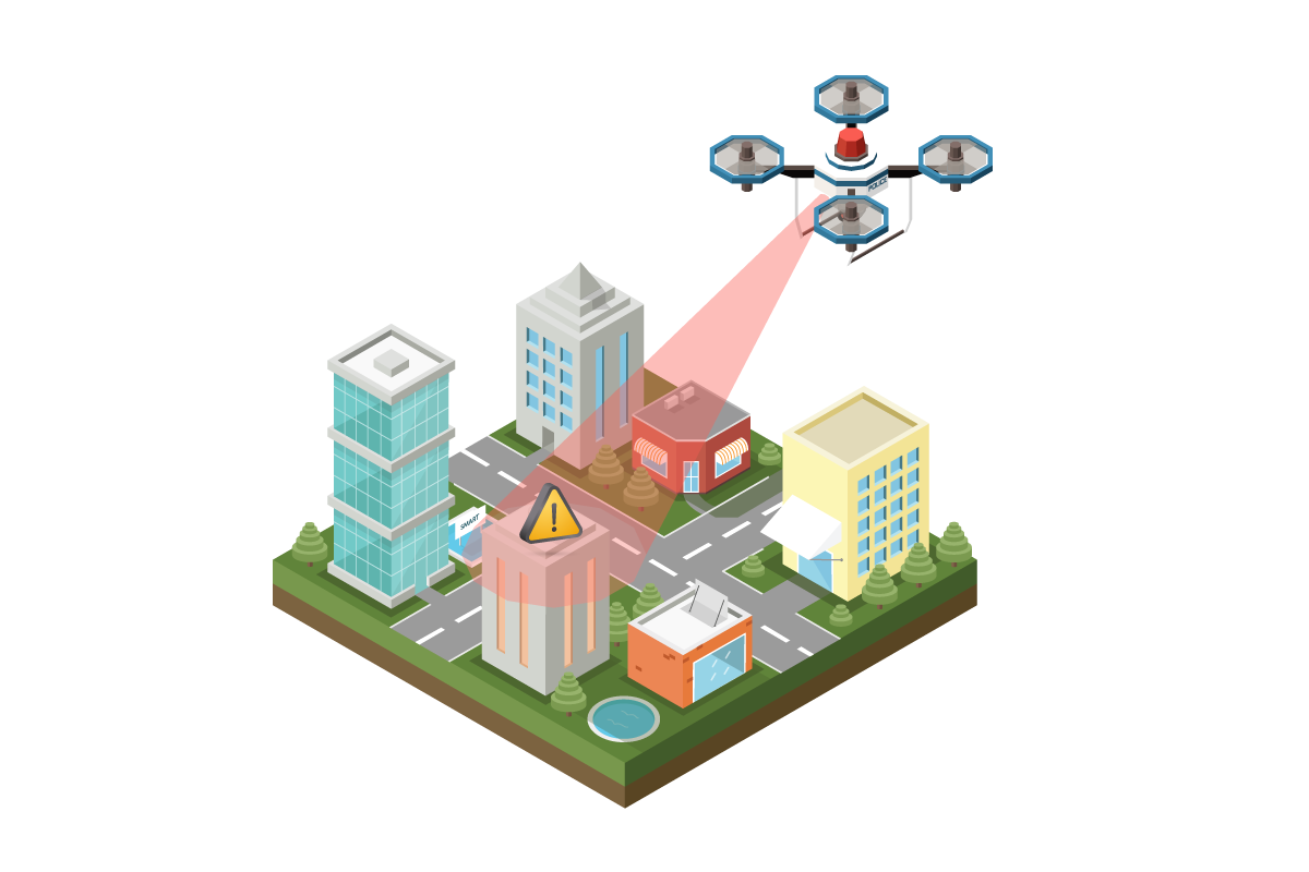 Surveillance drone in urban environment